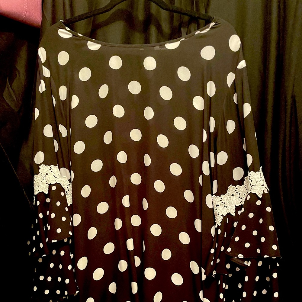 Black and white polka dot blouse